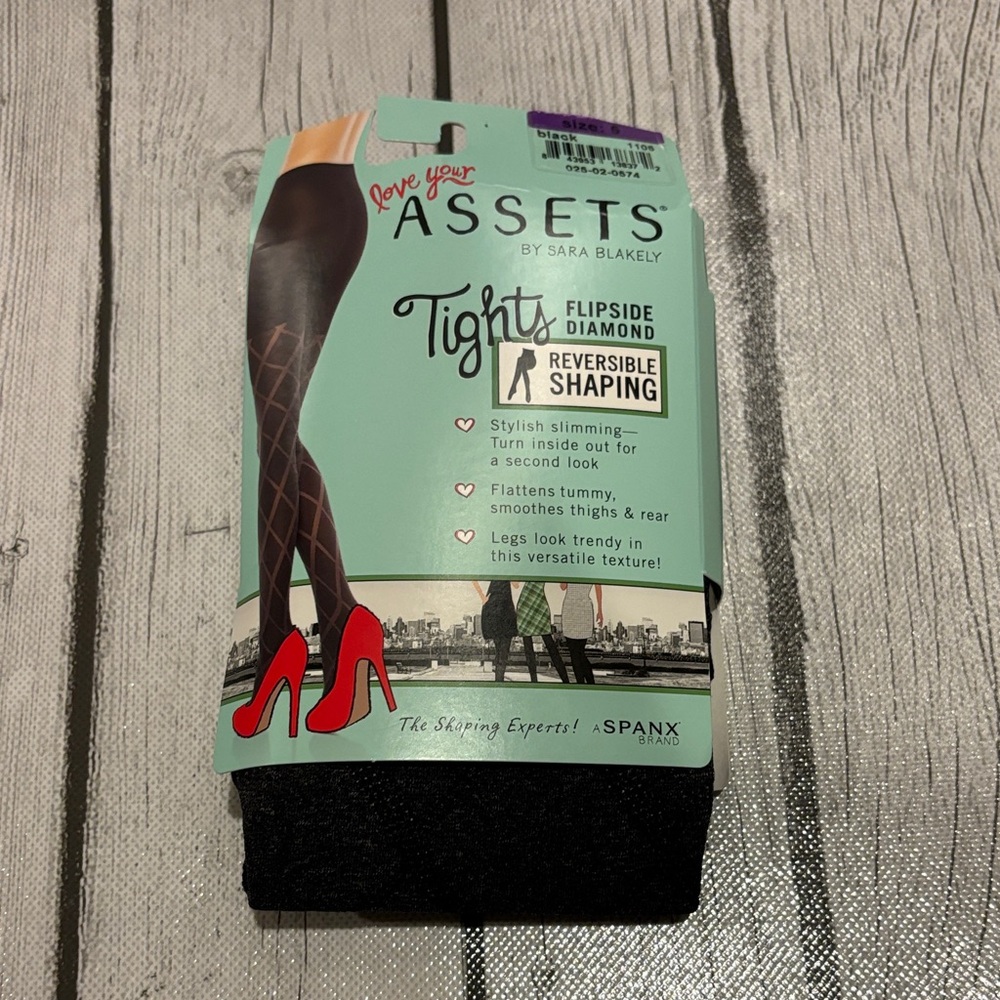 SPANX Black Flipside Diamond Tights shaping tights new size 5 plus size